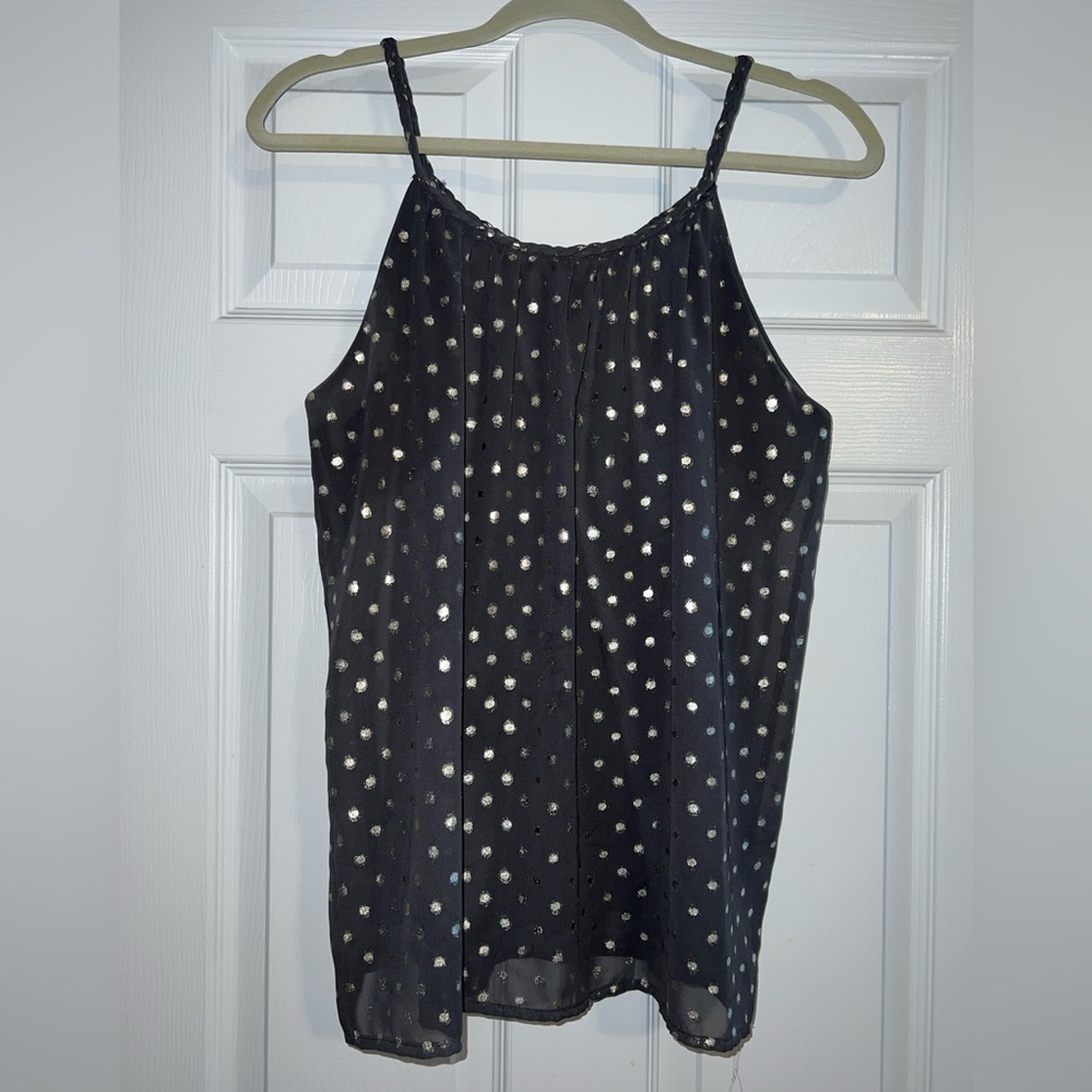 Paper Crane Tank Top Size Medium Charcoal Gray with Silver Accents